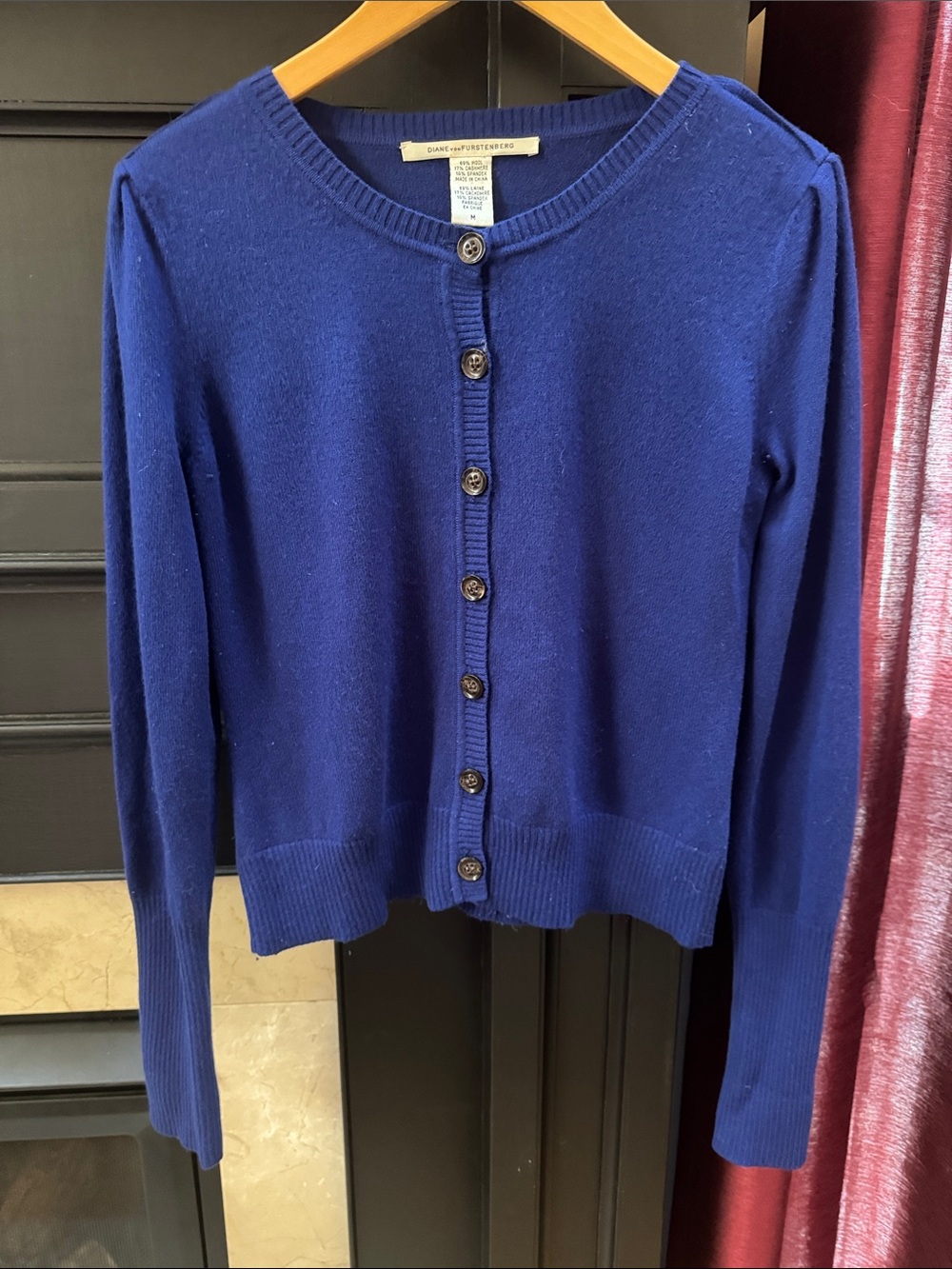 DIANE von FURSTENBURG rich royal Navy Blue Button-Front Cardigan
